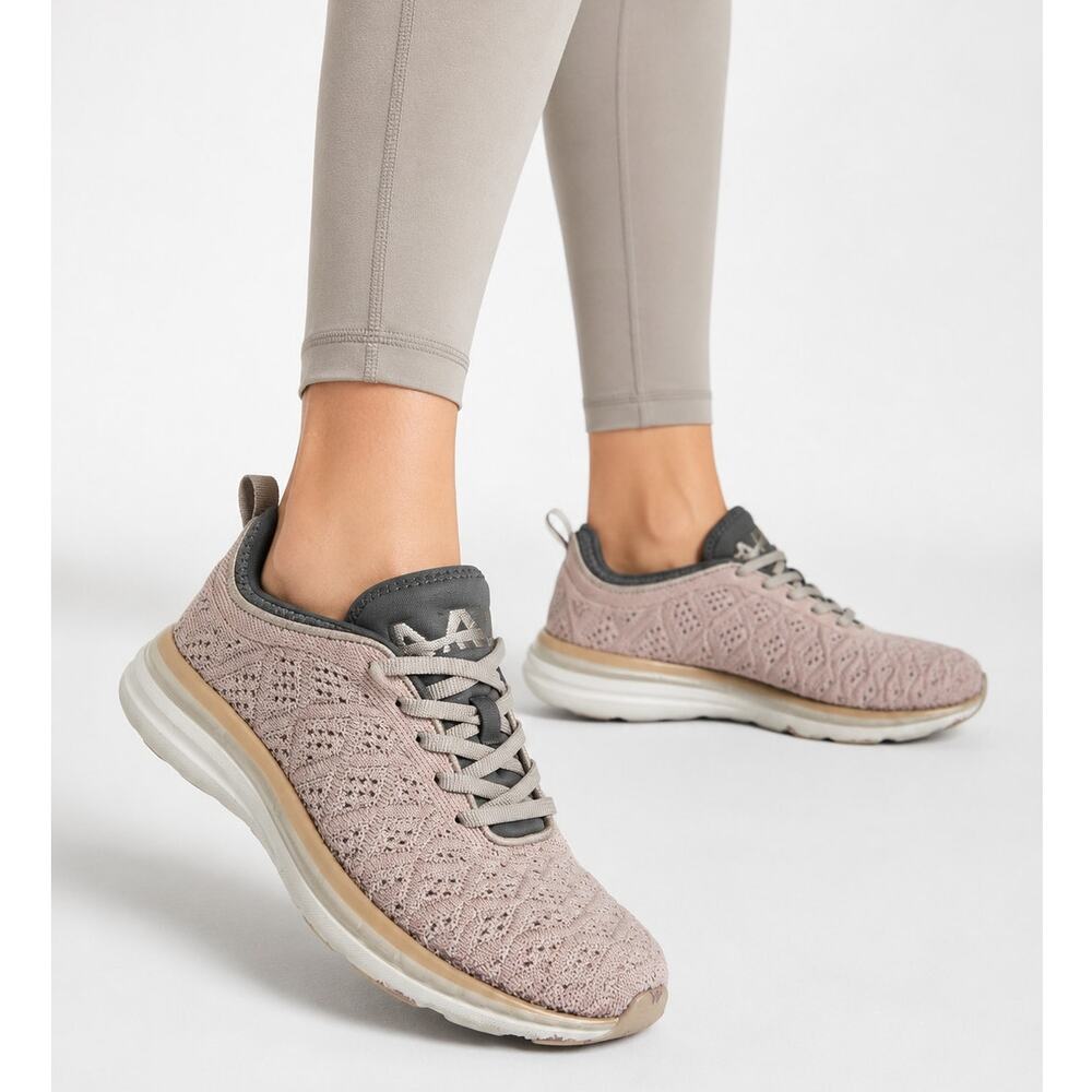 APL Mauve Pink & Grey Contrast Running Shoes Sneakers Womens 8 Athletic Knit